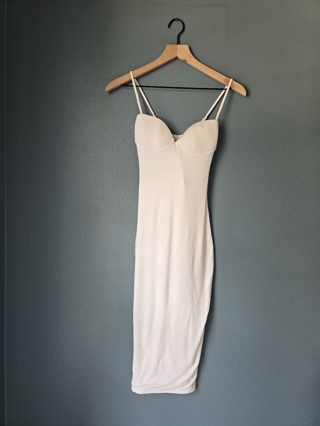Re Ona Cream-White Spaghetti Strap Midi Dress — image 2 of 5